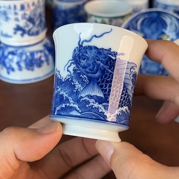 隔***臼瓷片景德镇全手工手绘陶瓷