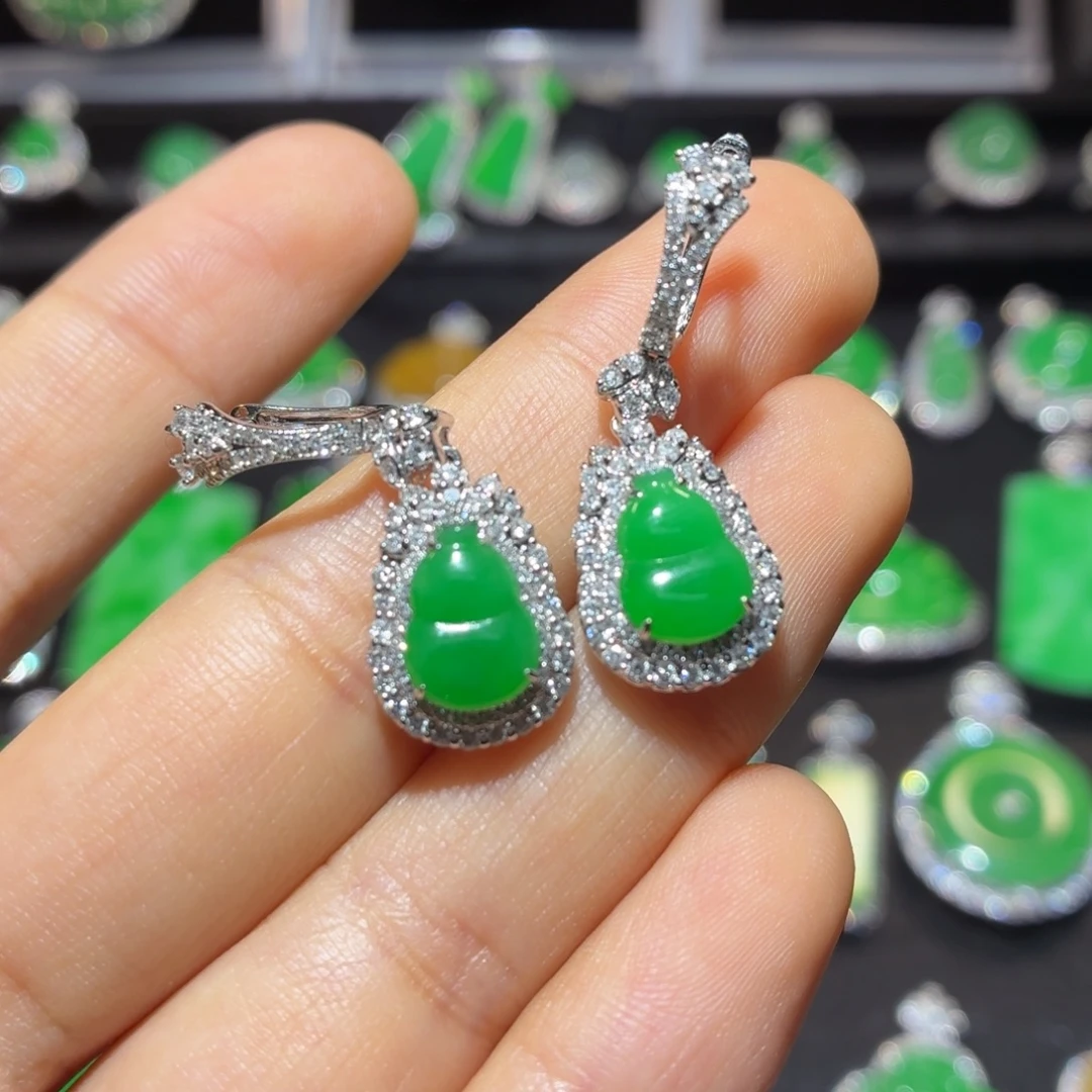 翡翠18K金镶嵌吊坠(不含链)翡翠