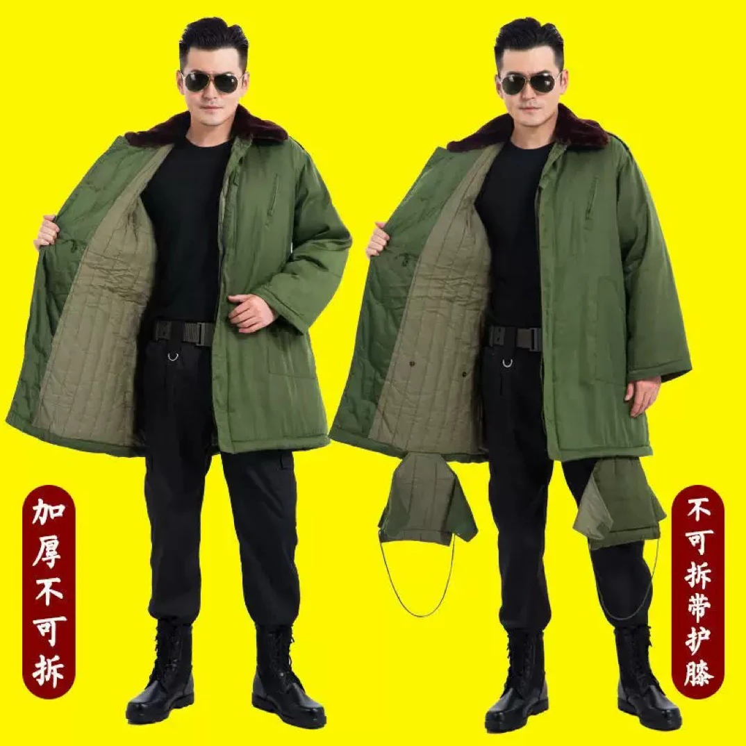 军绿色短款加厚保暖男女通用棉大衣
