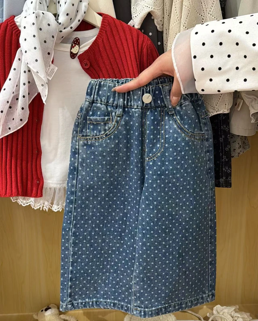 【DDM】韩国童装女童牛仔裤2025新款儿童裤子百搭窄版直筒长裤 531