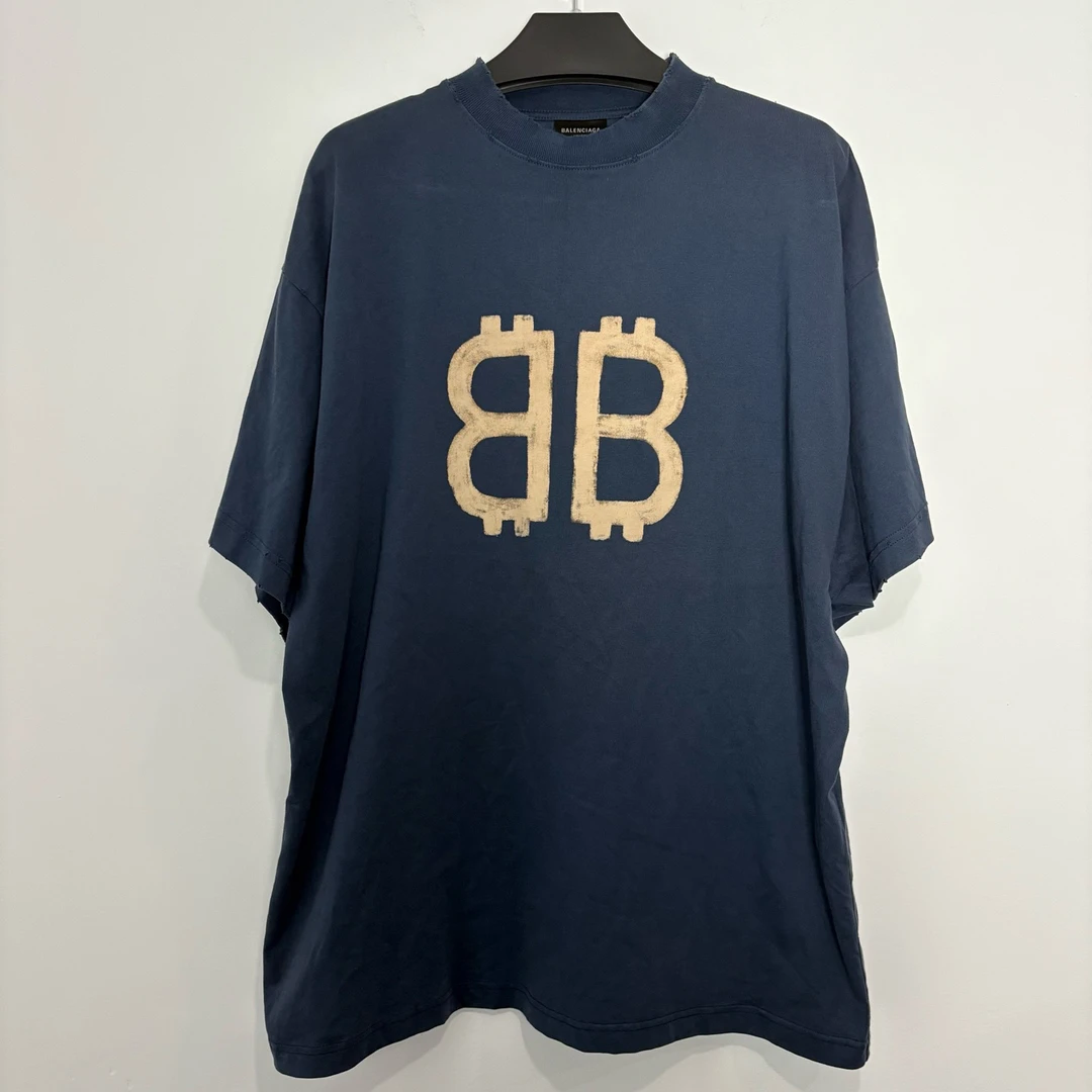 未使用 Balenciaga/巴黎世家 （vd）新款双B比特币短袖 0374