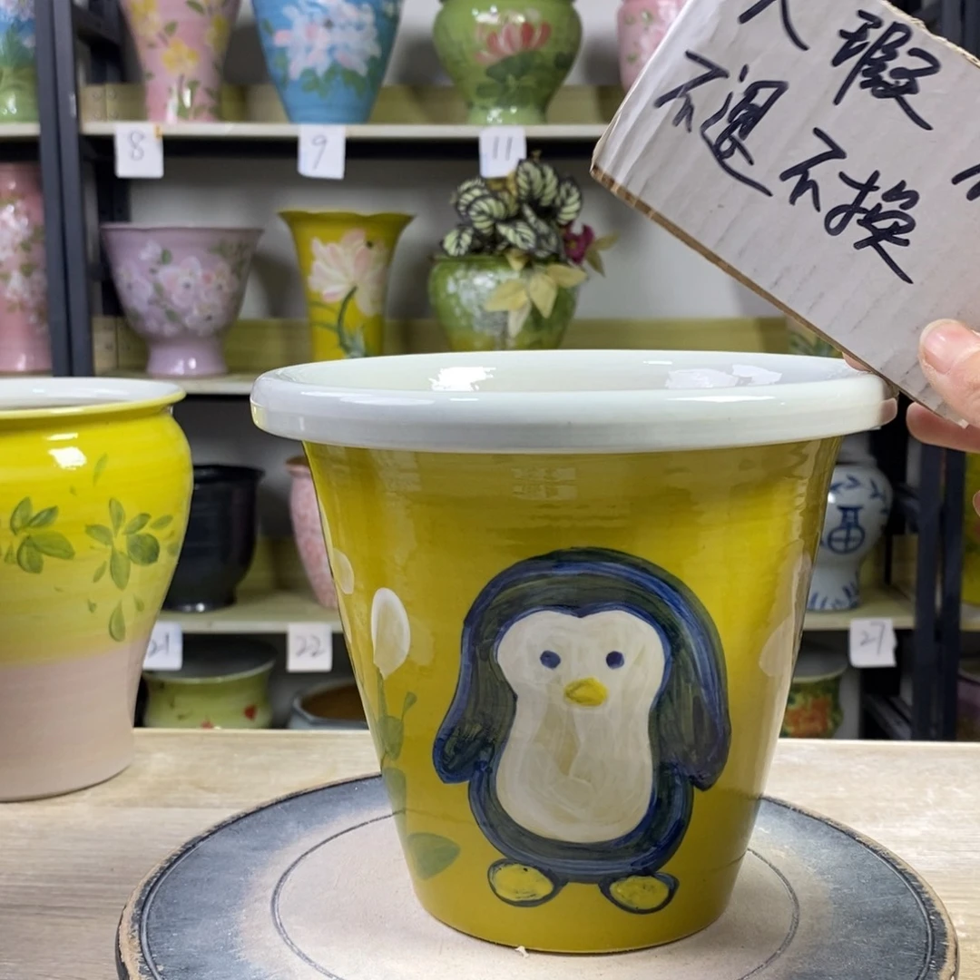 景德镇手工手绘陶瓷花盆