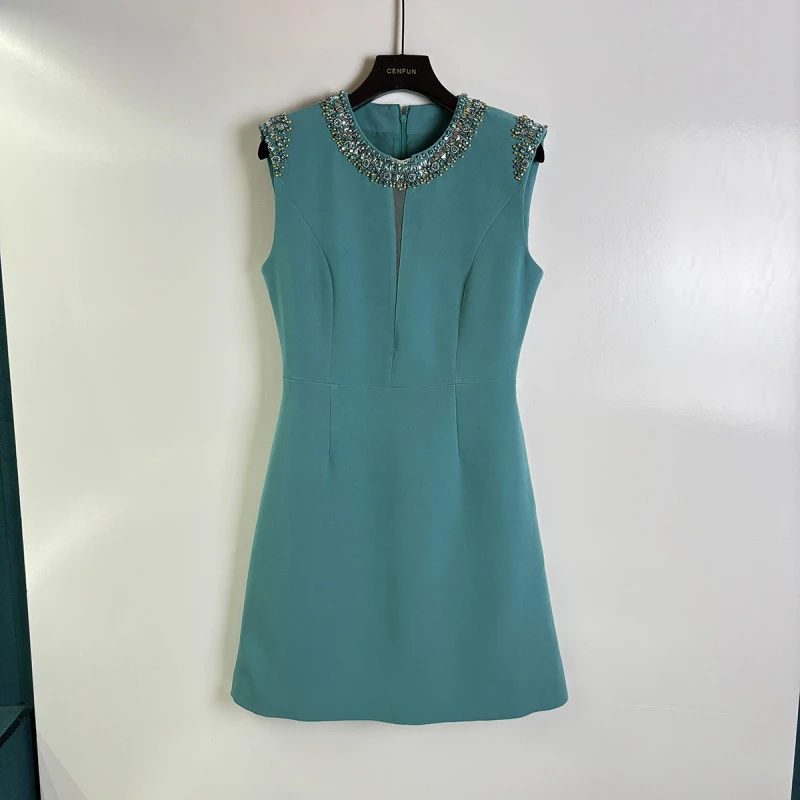 2025春夏无袖重工闪无袖连衣裙E001311