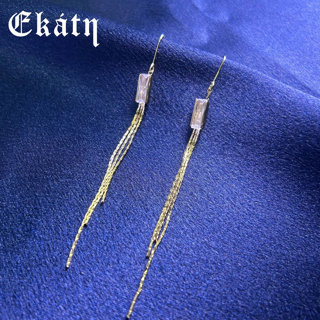 赫卡忒 合金耳饰 几何方钻长链吊坠耳环长款极简轻奢时尚百搭气质