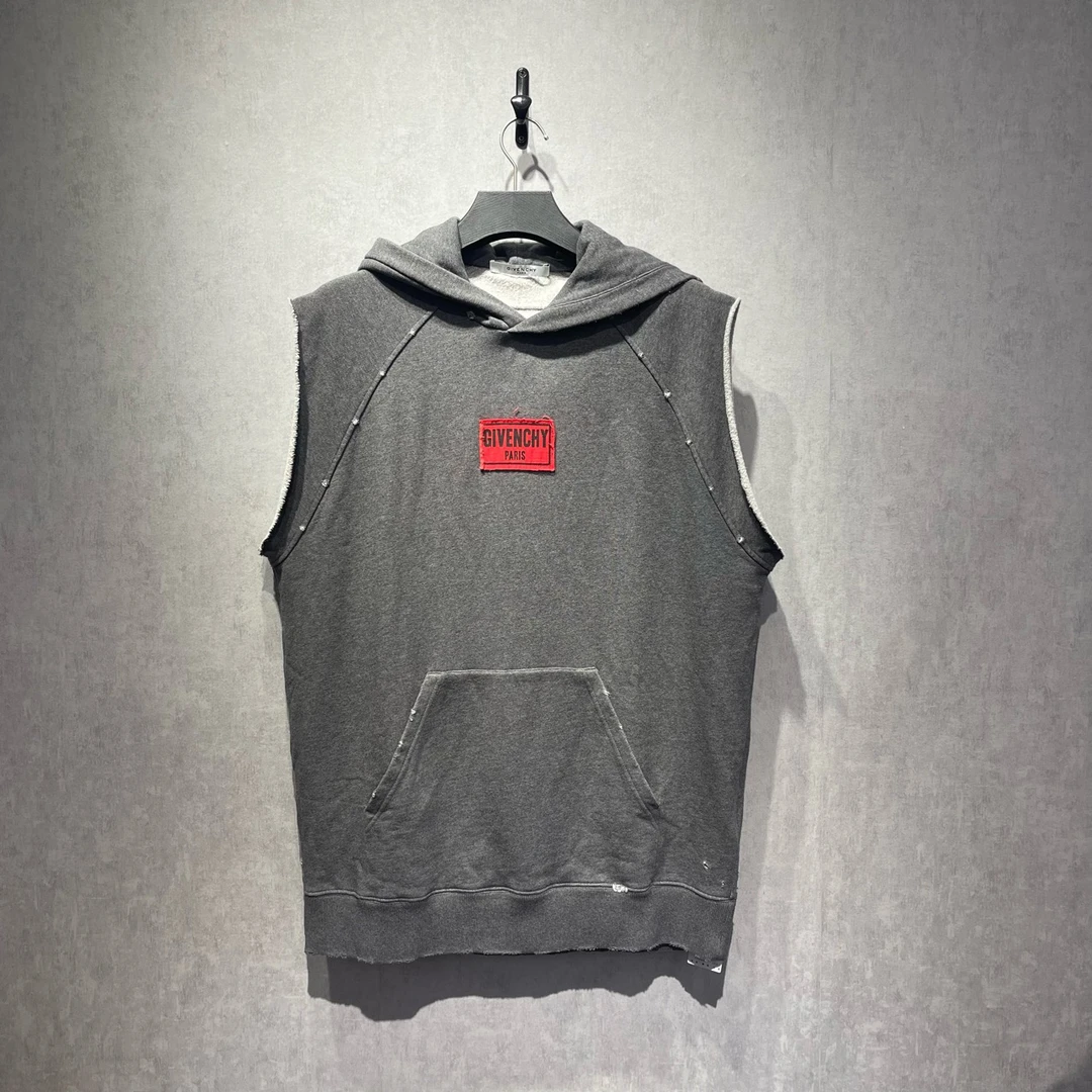 99新 Givenchy/纪梵希 logo印花连帽背心/L码/DY215377
