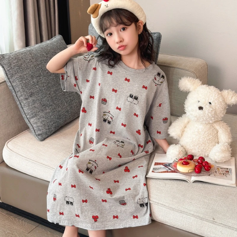女童睡裙夏季儿童短袖家居服连衣裙网红洋气爆款女大童睡衣可外穿