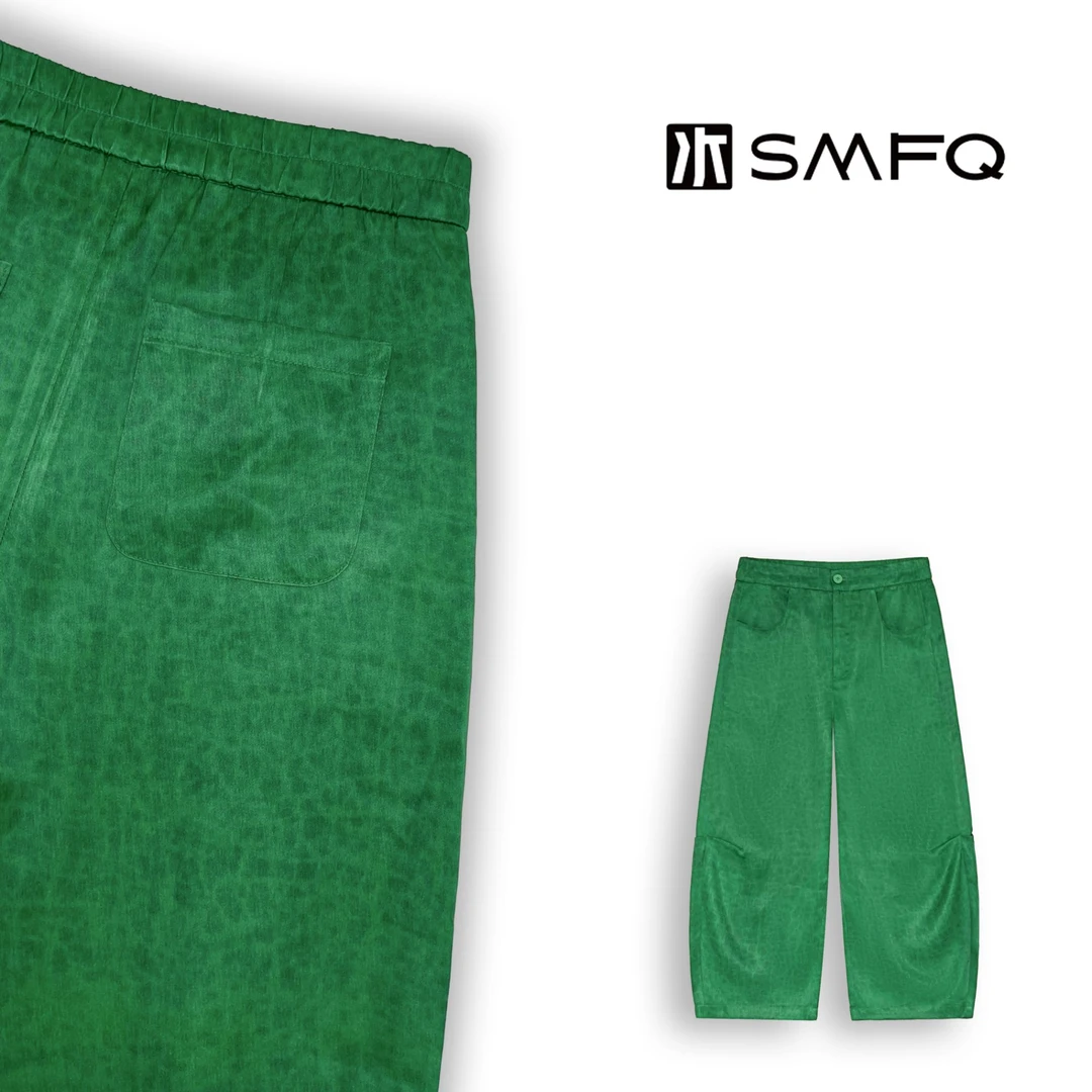 水木夫妻 ”祖母绿“100人丝国风中式显瘦八分裤