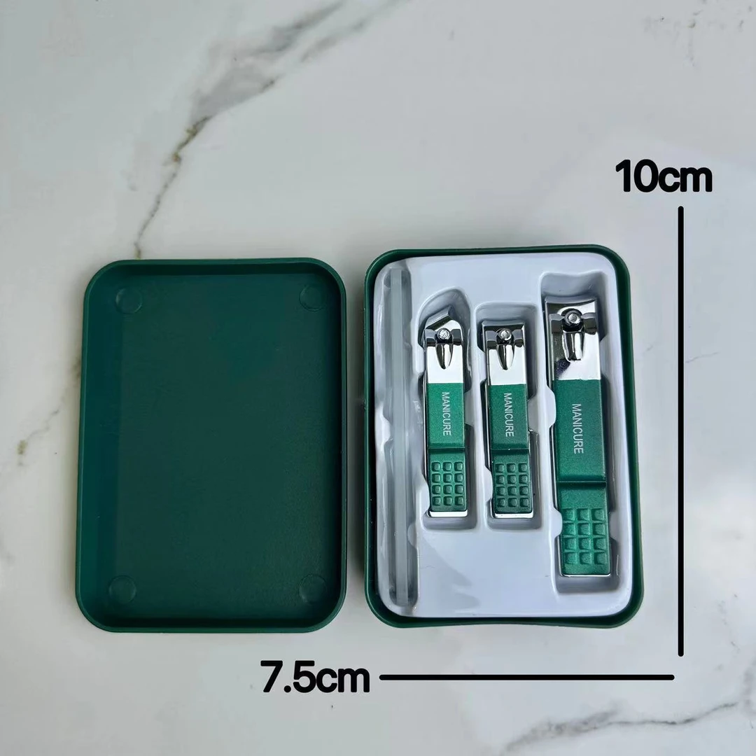 新人福利防飞溅墨绿指甲刀四件套斜口平口剪钳组合神器