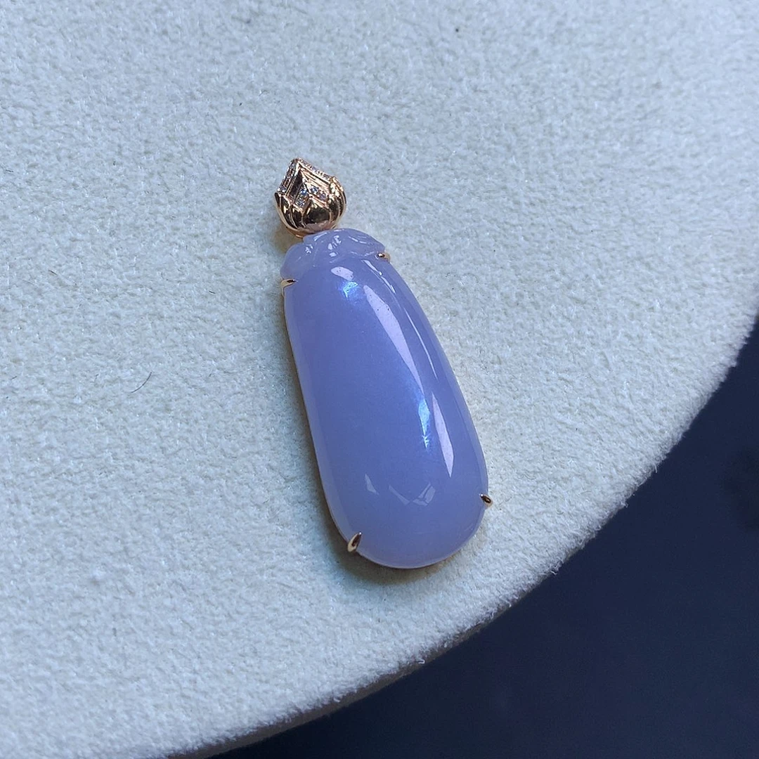 翡翠18K金镶嵌吊坠(不含链)福瓜