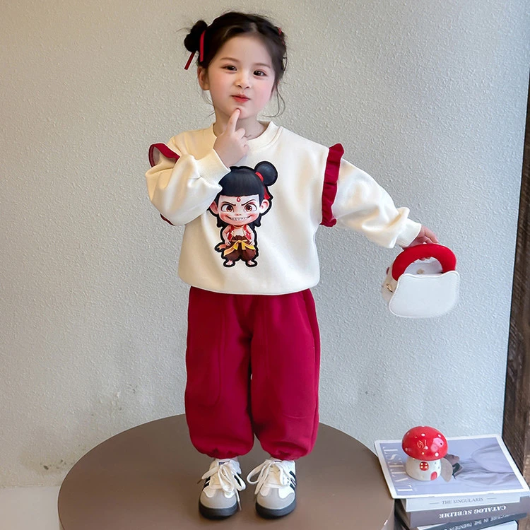 儿童潮酷哪吒服装运动套装2025款女童超好看春装宝宝炸街魔童衣服