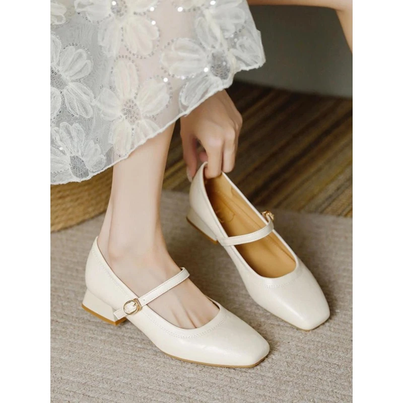 【韩国JTG&Shoes官方正品】夏季软皮气质甜美玛丽珍女鞋高级感浅口