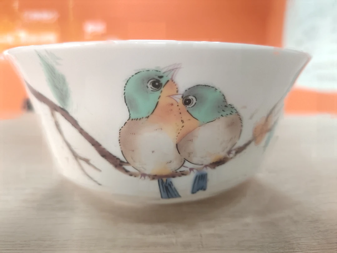 九谷烧-绿色小鸟碗（口径15cm高7cm）