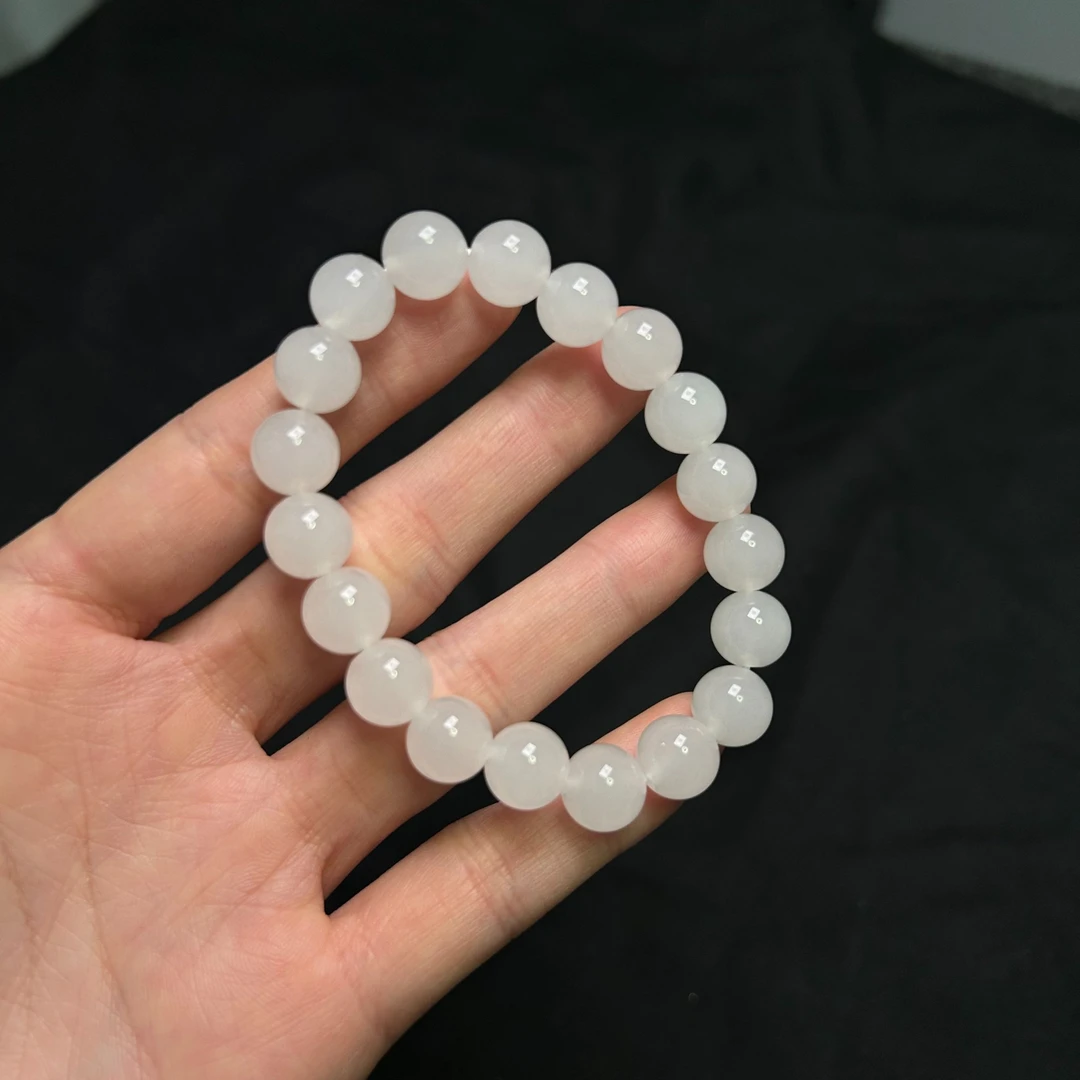 （5A级）天然金丝玉卡10手串冰底无暇精品时尚素圈白色单圈精美