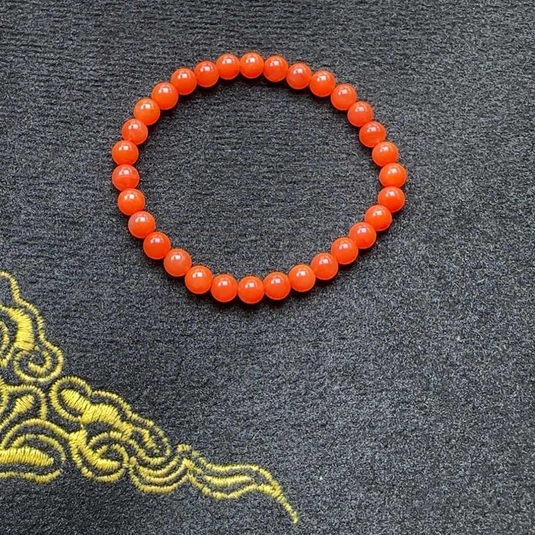 南红玛瑙未镶嵌6mm柿子红单圈