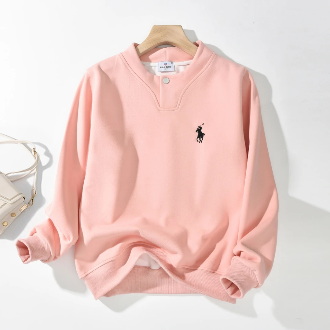 FEI ER2025新款新春韩系立体感刺绣小马简约立领卫衣