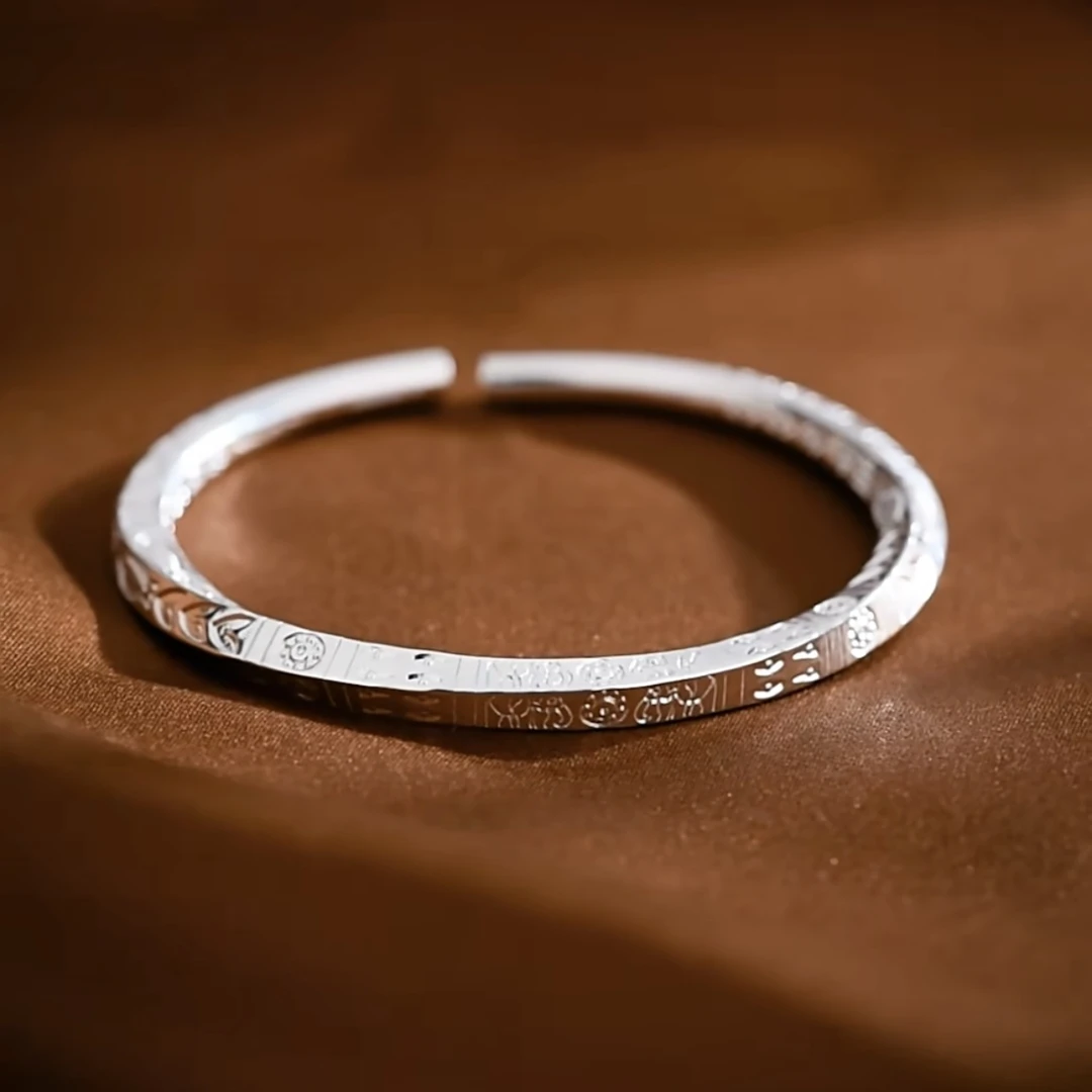足银手镯 36号 吉言莫比乌斯开口实心足银手镯