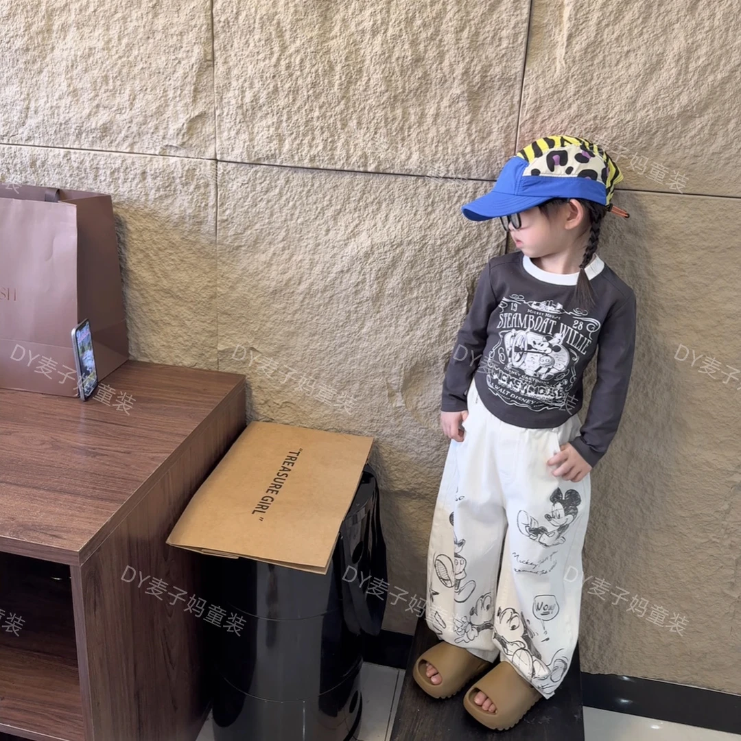 现MZ.儿童春夏老鼠印花短款弹力辣妹休闲T恤2043