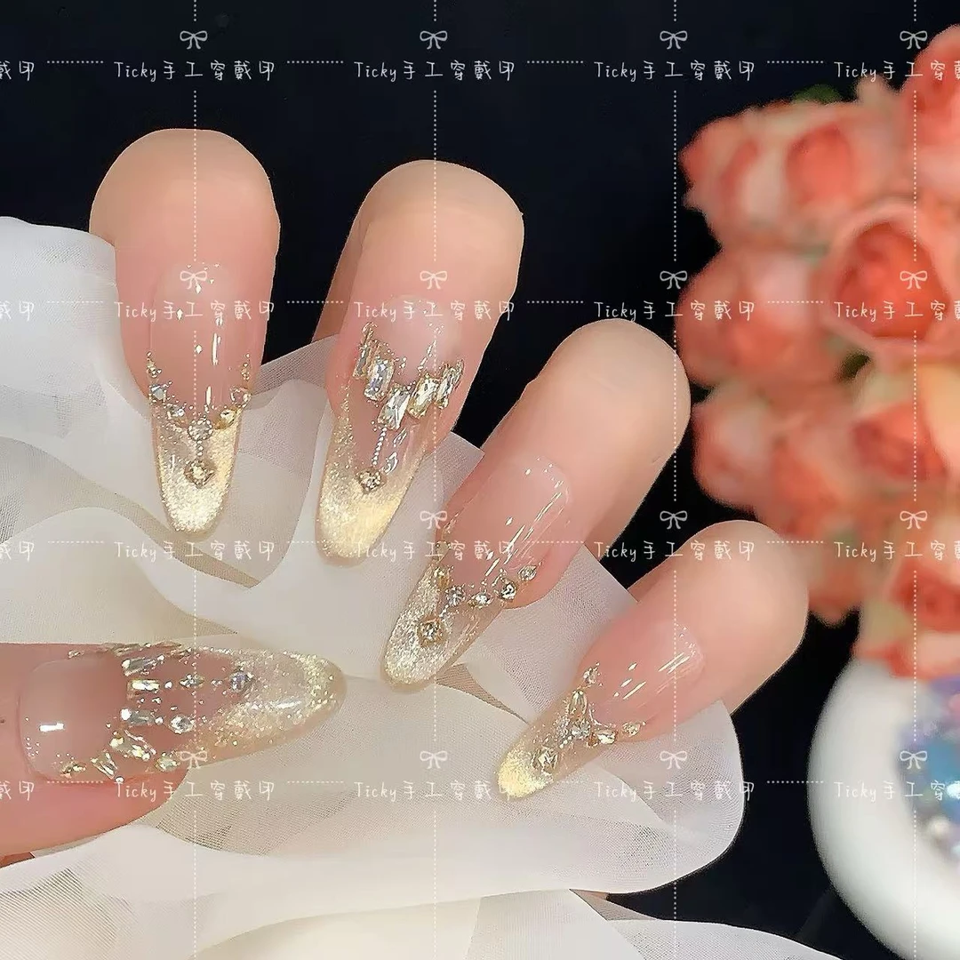 【月落星砂】轻奢纯欲风显白气质高级ins美甲纯手工