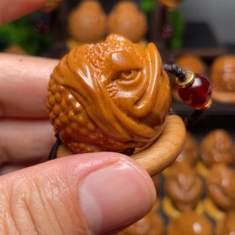 橄榄核把件大嘴哇单子竹环穿配3.5左右