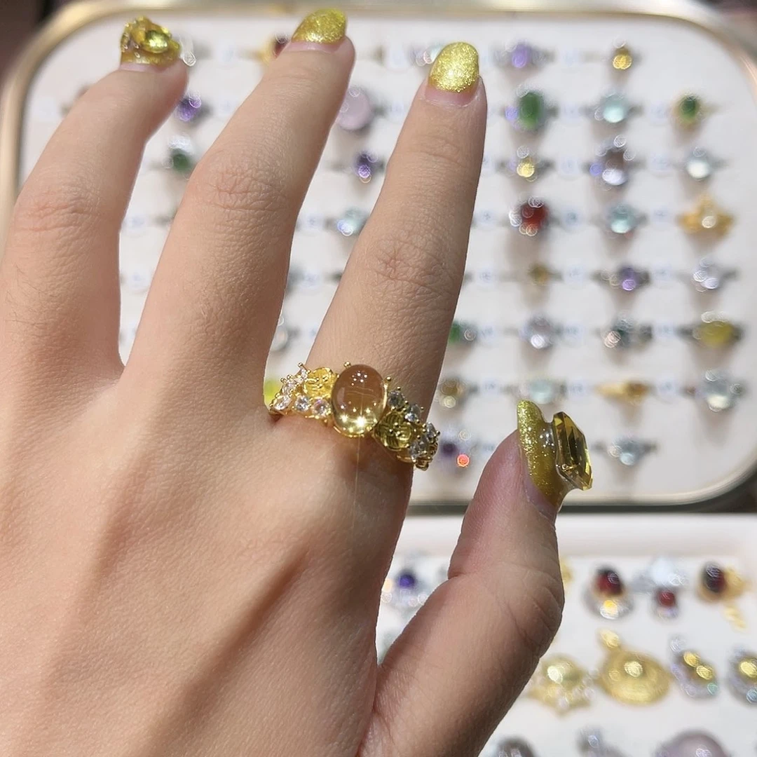 蛇纹石玉戒指银S925镶嵌醒**?