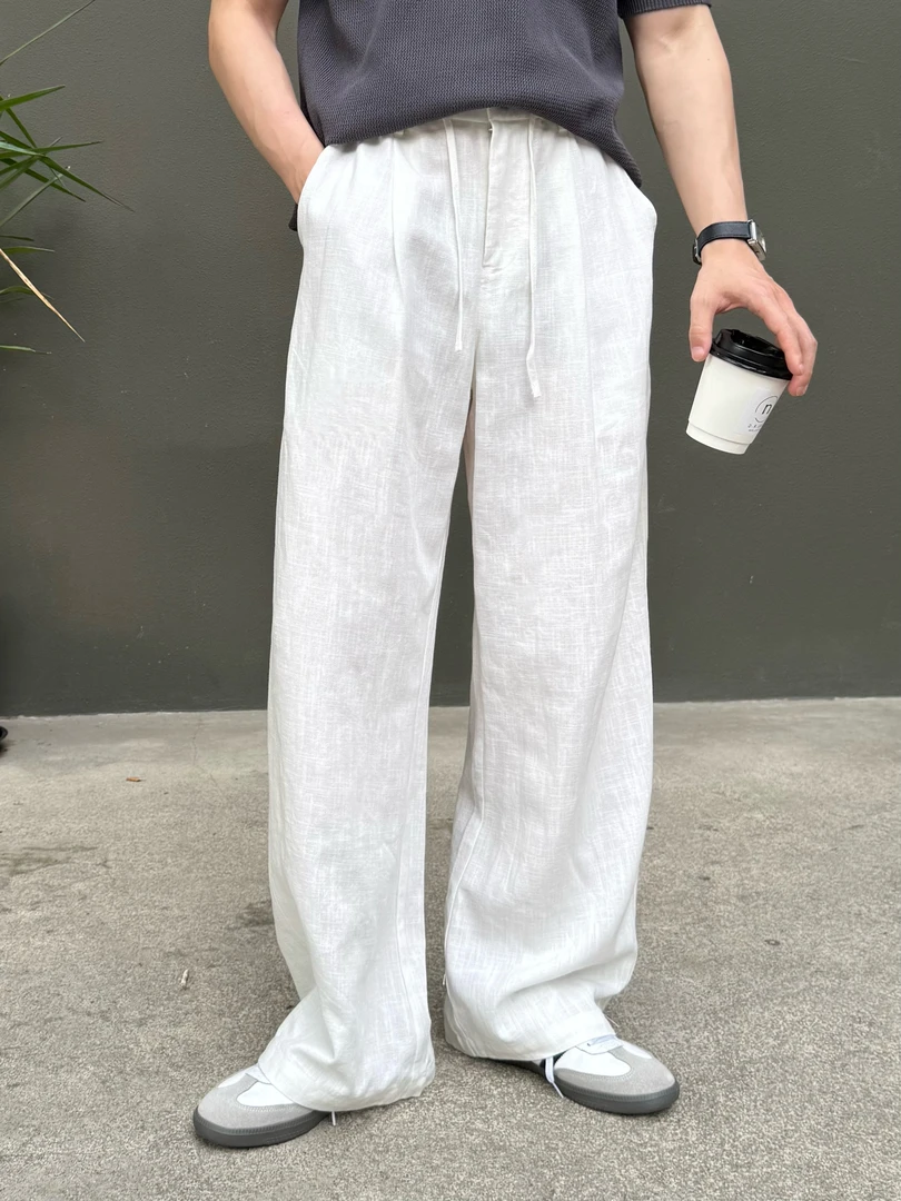 ZWZ/夏季80亚麻高级感腔调款直筒垂感显瘦透气休闲长裤