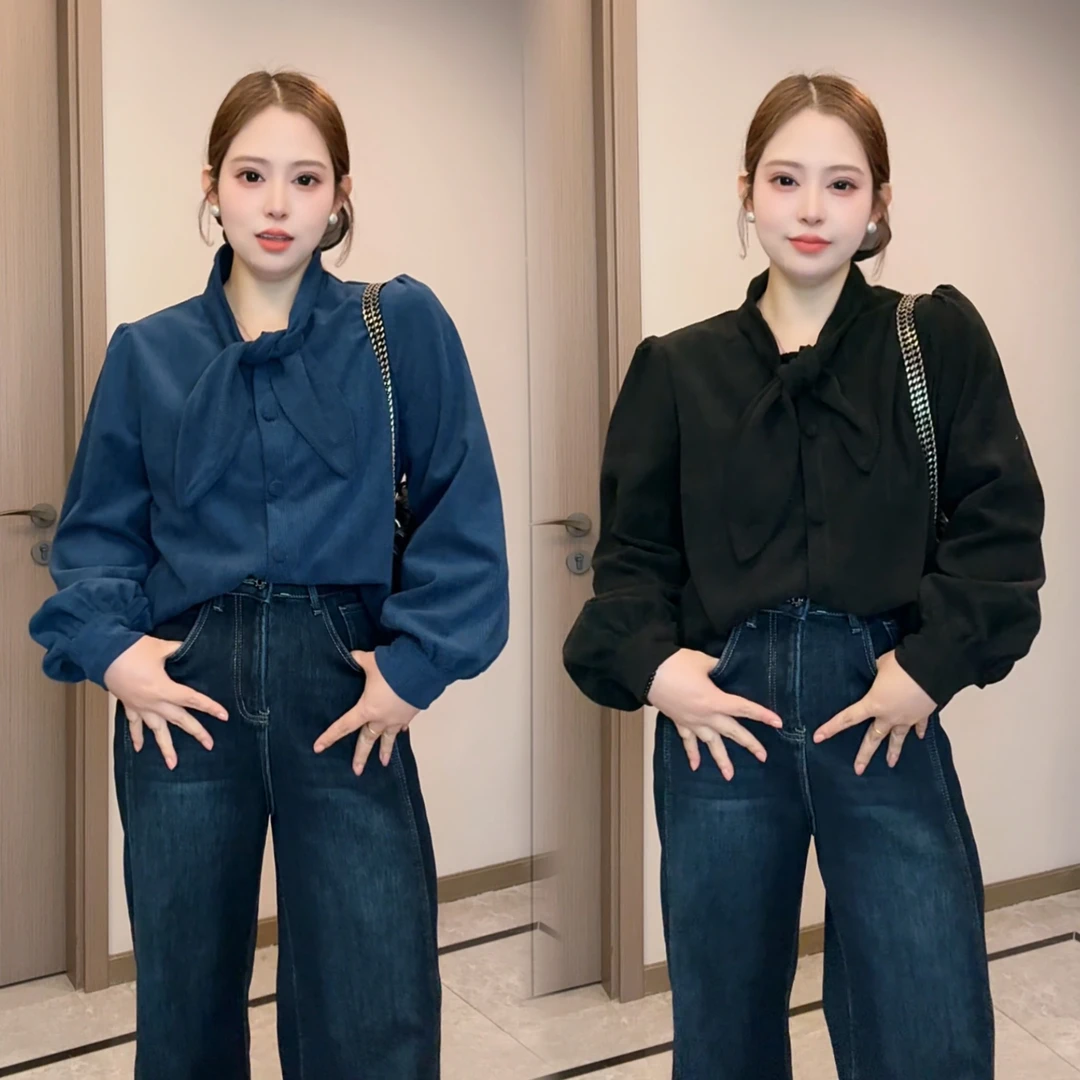 【巴尔多港】欧货气质复古设计感灯芯绒老钱风宽松时尚减龄上衣2120