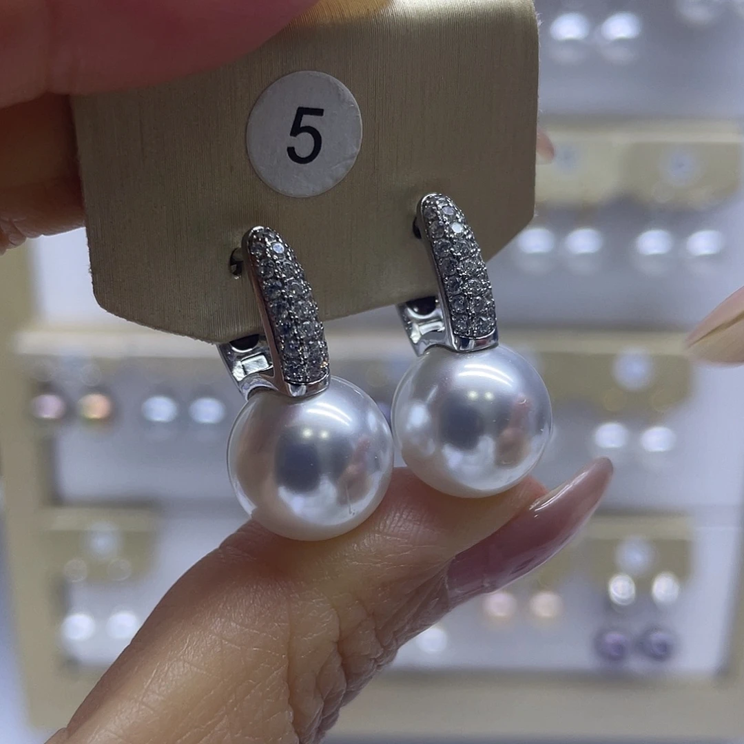 淡水珍珠耳饰银S925镶嵌