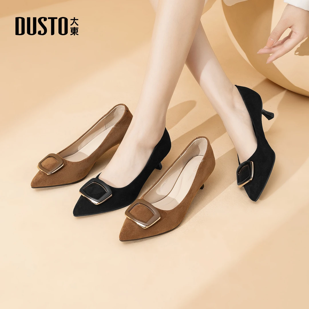 大东浅口单鞋女款2025秋季新款气质知性百搭尖头细跟女鞋1139