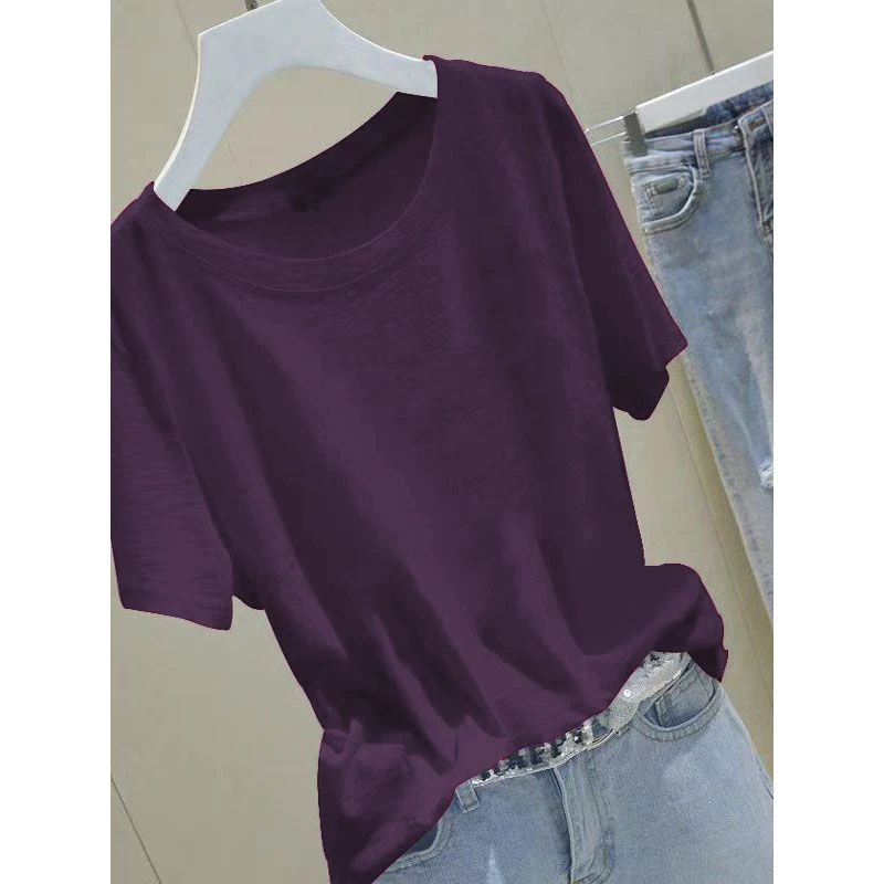 莫代尔面膜冰丝短袖t恤女夏季薄款宽松显瘦女士减龄设计感上衣服