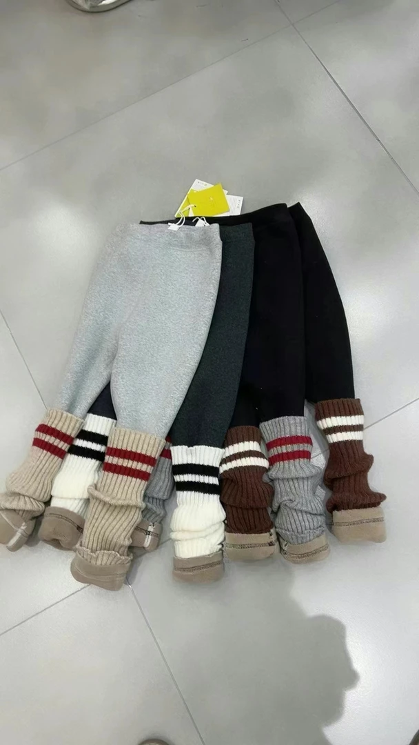 中腰女百搭休闲裤保暖打底裤条纹童装秋冬加厚打底裤