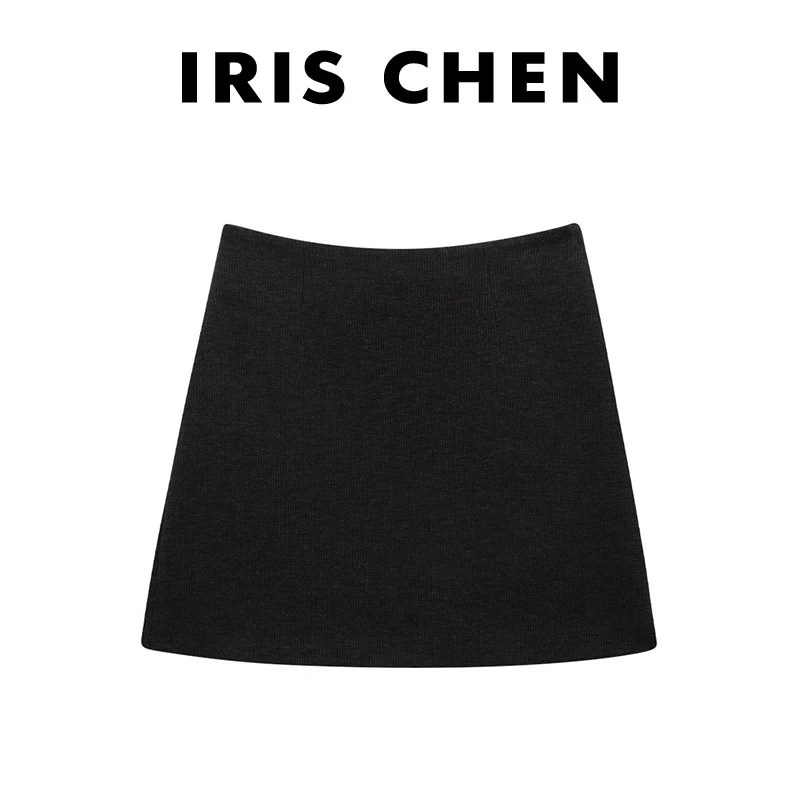 现货IRIS CHEN 纸片人 2024秋冬新款百搭醋酸绵羊毛半身裙24QZ431