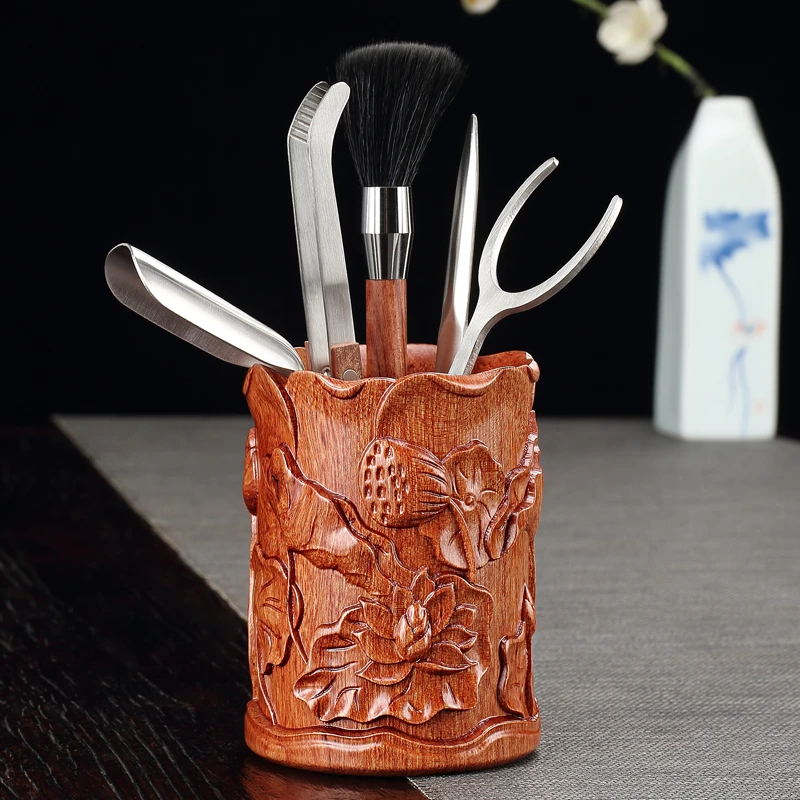 花梨木茶道六君子套装高档茶艺茶夹茶刷茶刀杯叉茶勺实木泡茶工具