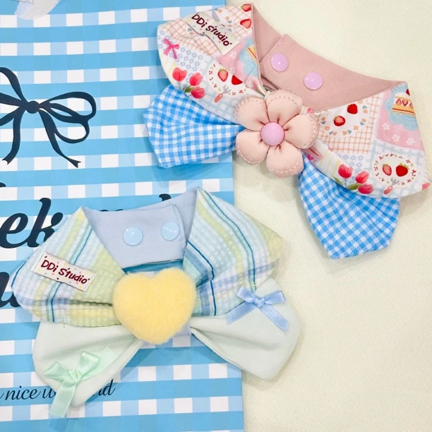 DDi晴日花花&暴打柠檬茶｜立体毛绒爱心可爱花花蝴蝶结款宠物围兜