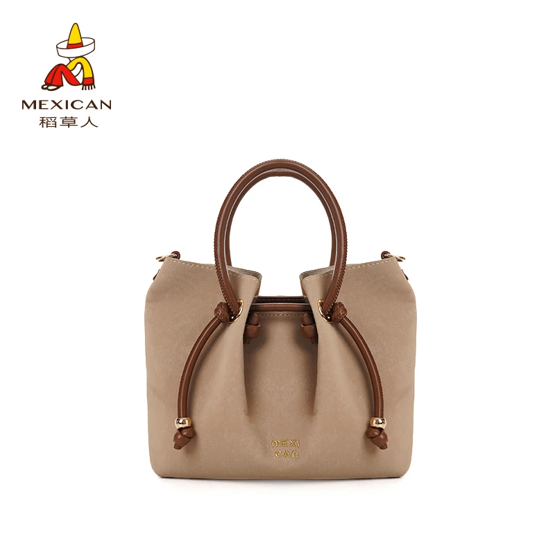 稻草人2025新款褶皱女包小托特包单肩斜挎包大容量手提包