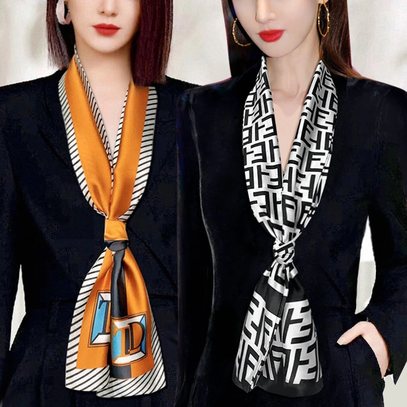 丝巾小长条女高级感围巾薄春季百搭西装细窄护颈领巾2025新款围脖