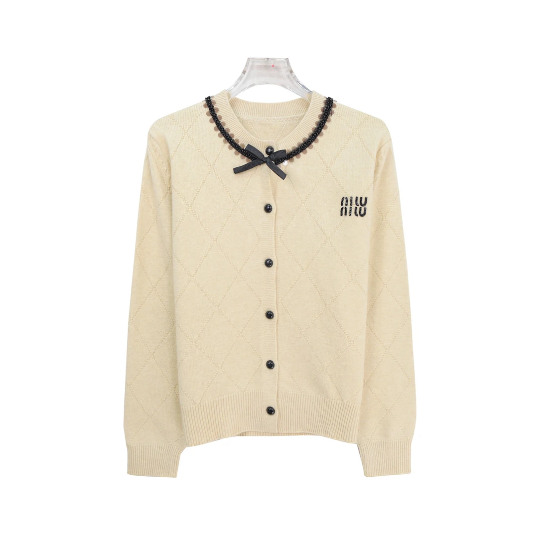 秋冬知性优雅毛衣开衫气质蝴蝶结圆领针织上衣S5533