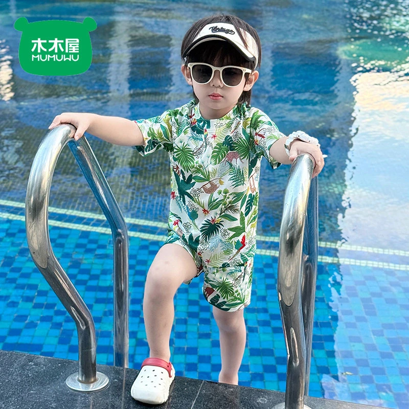 木木屋儿童泳衣男童分体中童新款温泉速干专业训练泳装男孩游泳衣
