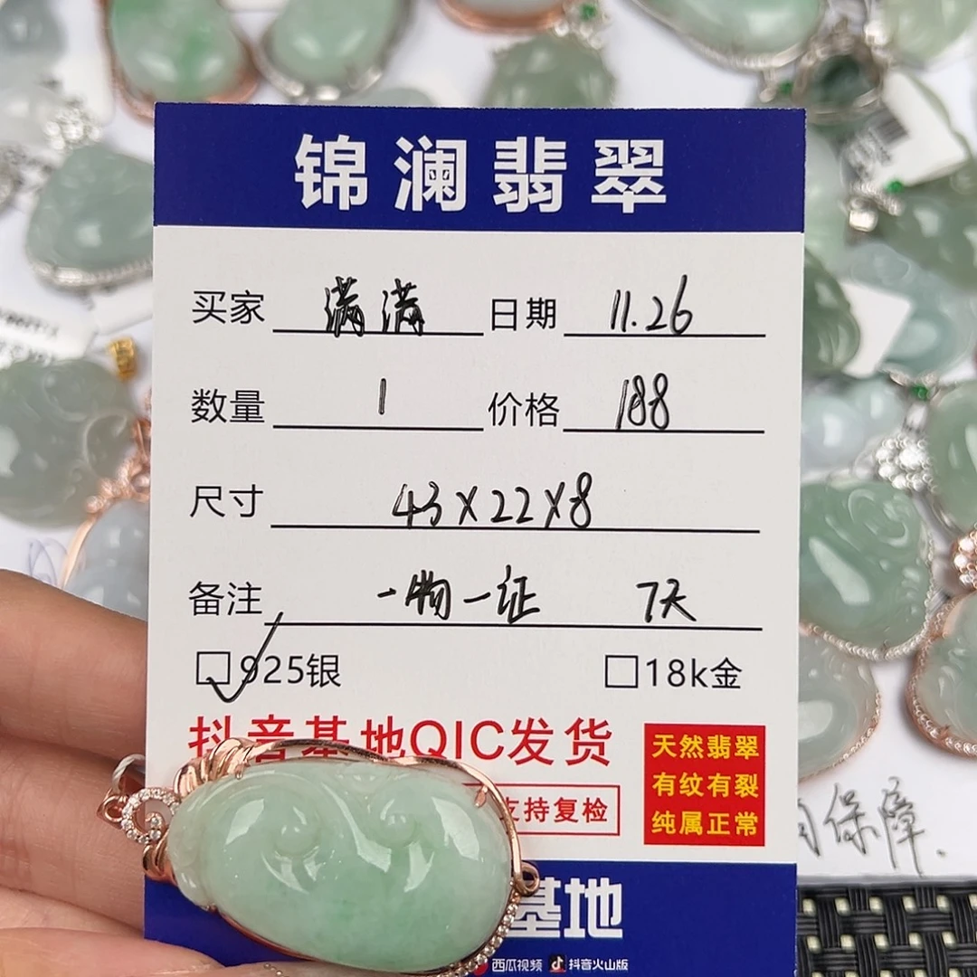 满***满翡翠银S925镶嵌颈饰