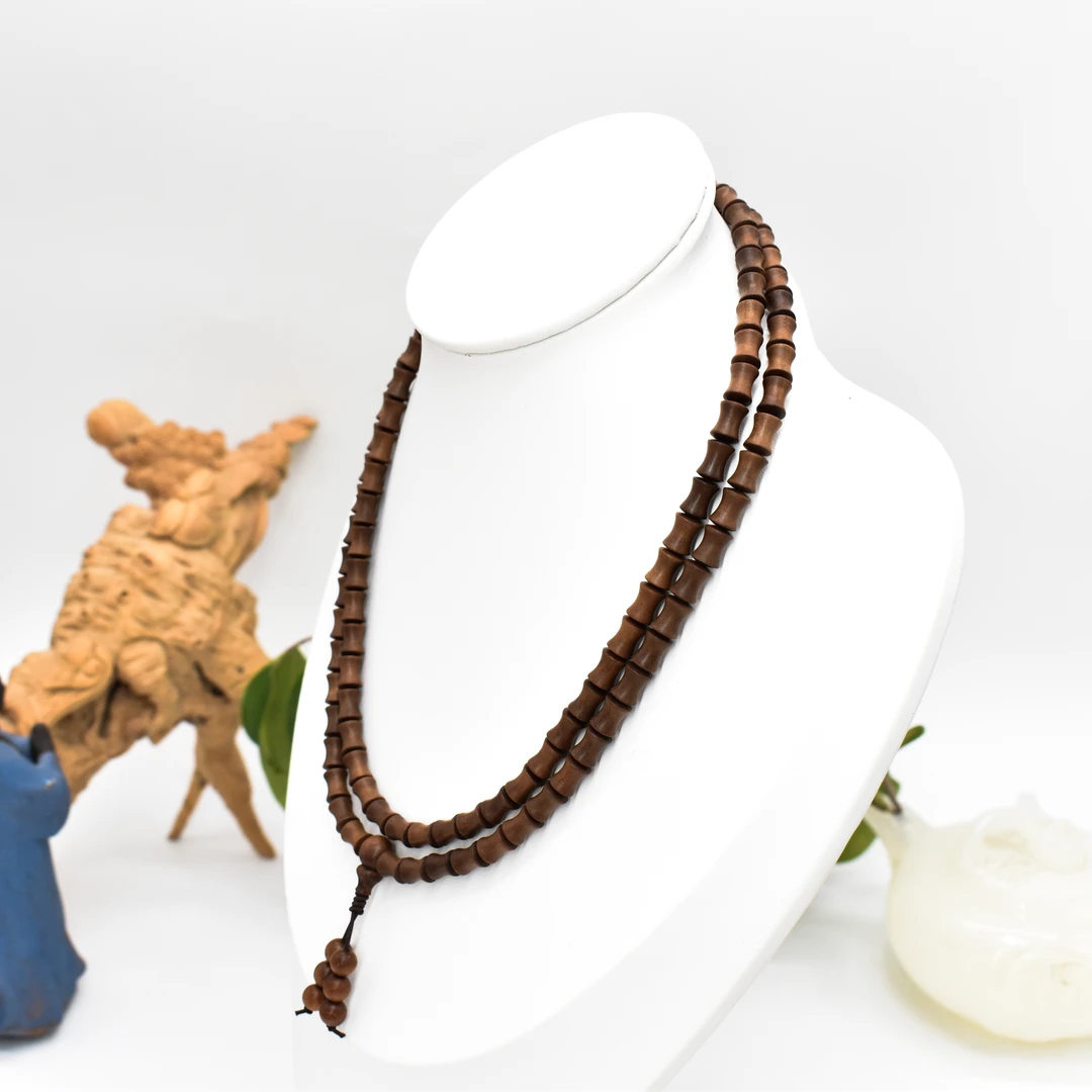 【海南尖峰岭白檀】檀香竹节珠随型多圈文玩木质手链手串多样性发一