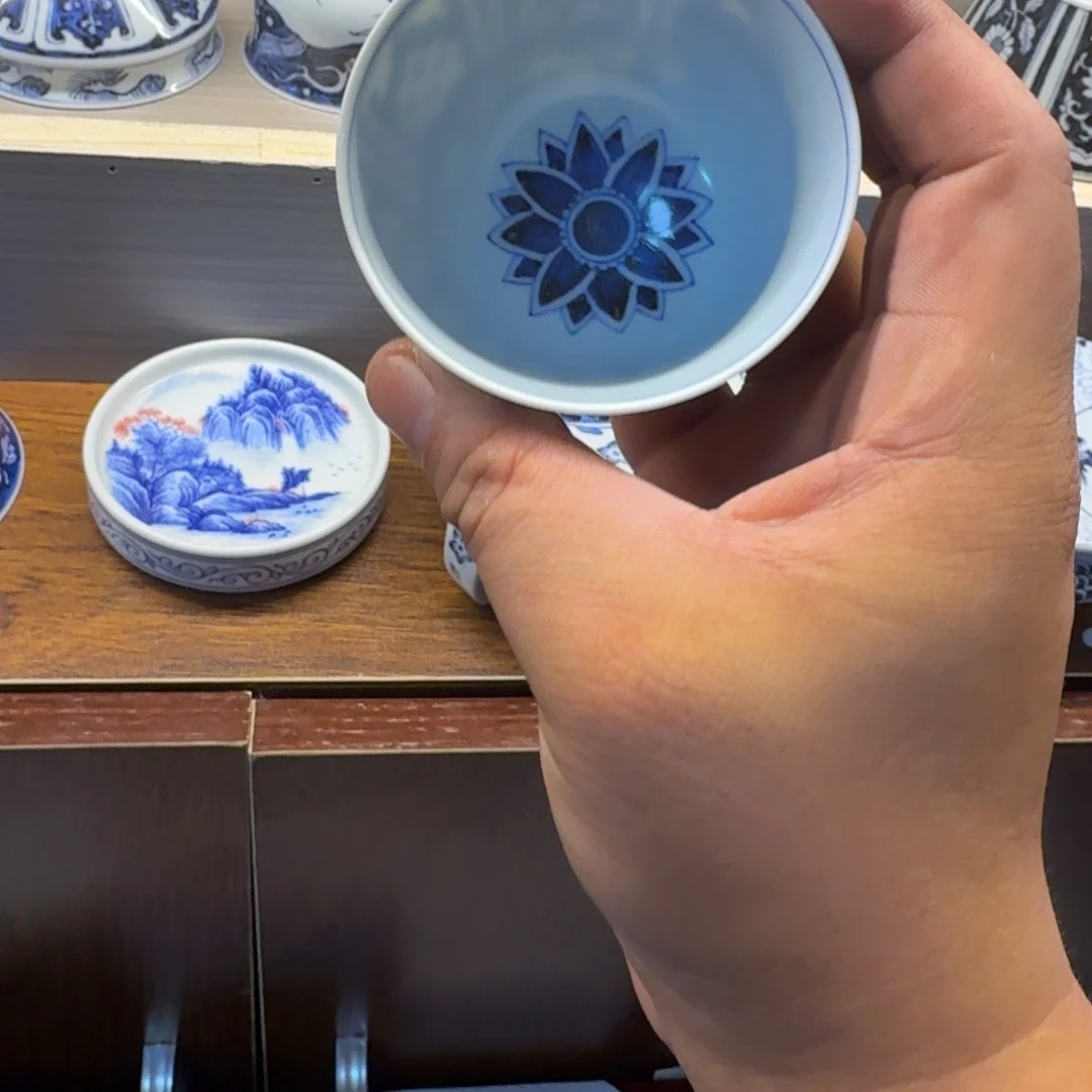 顶***案陶杯子景德镇全手工手绘陶瓷