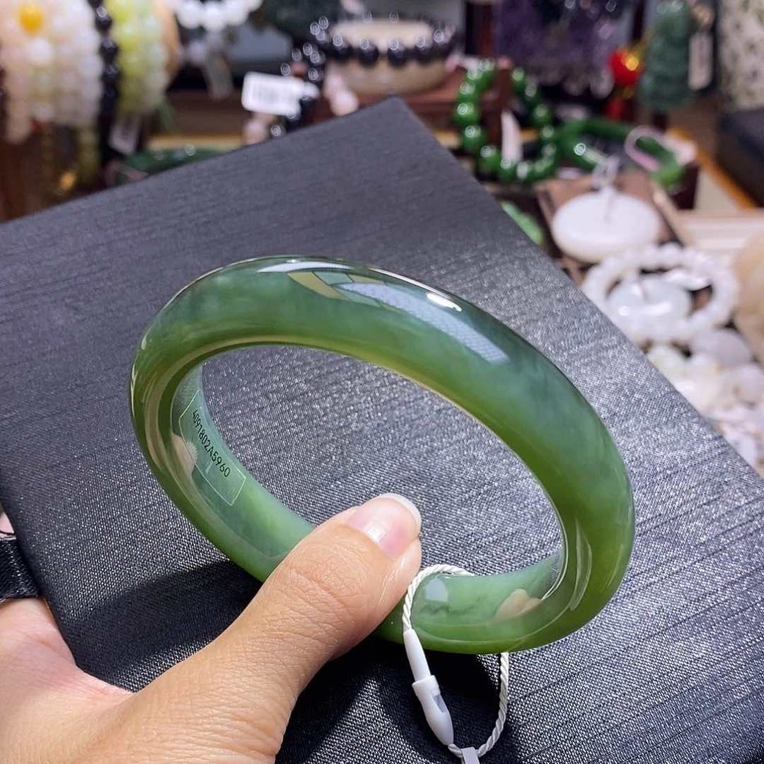 和田玉未镶嵌颈饰碧玉猫眼手镯59.3圈口