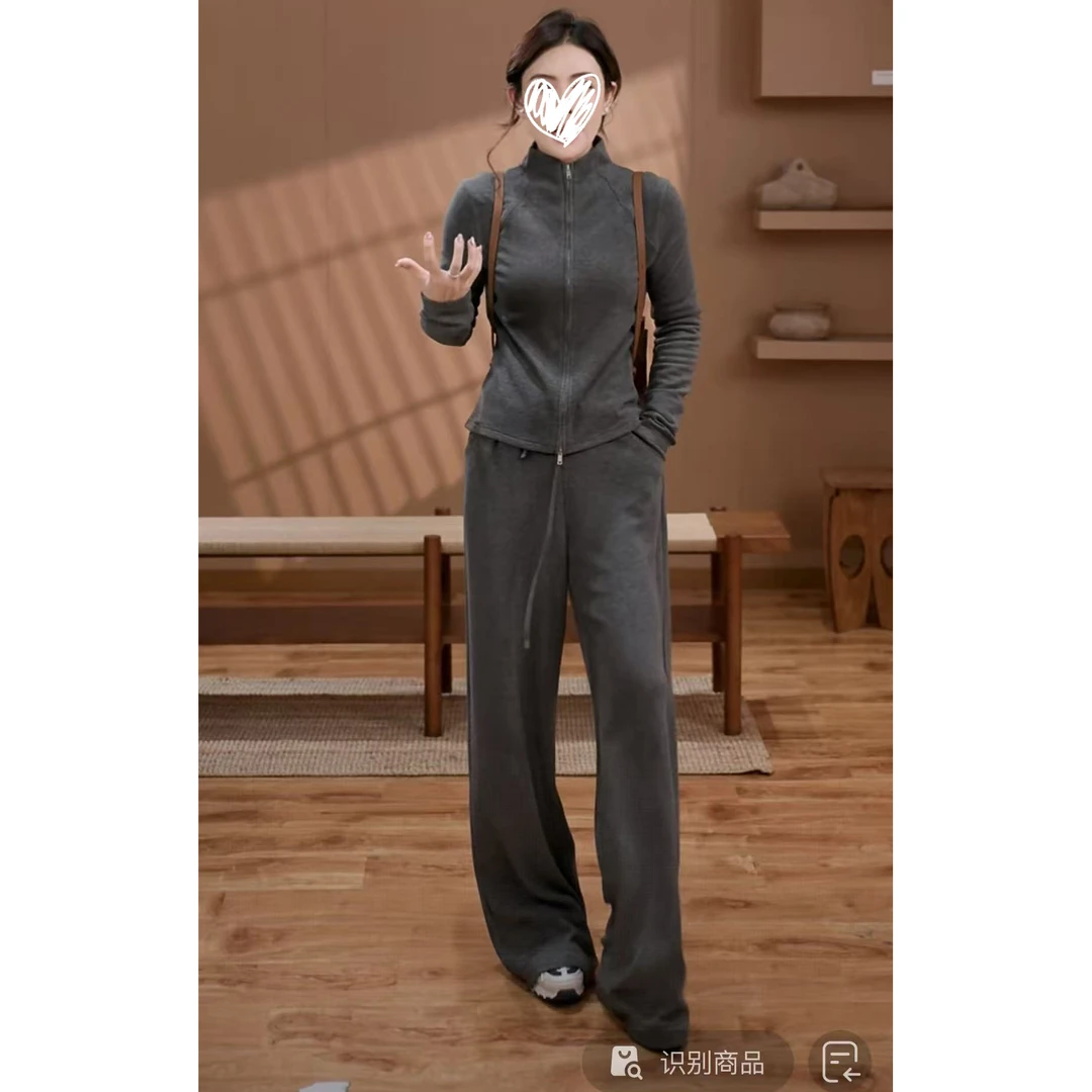 "套装序列" 秋季女款弹力运动外套+休闲裤套装