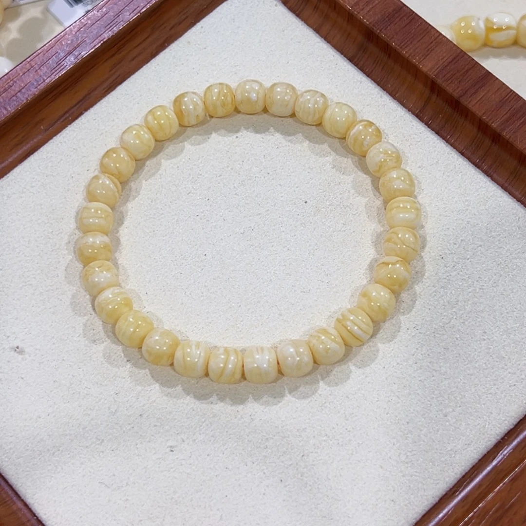 未镶嵌蜜蜡手链7m 虎皮千层雪老型手串