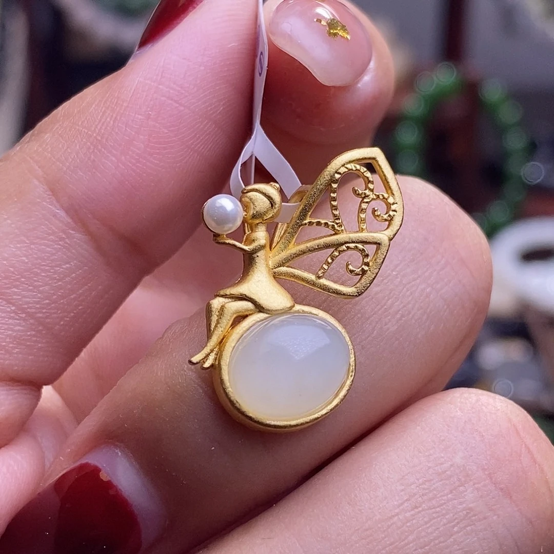 和田玉福利款古法银和田玉吊坠未镶嵌