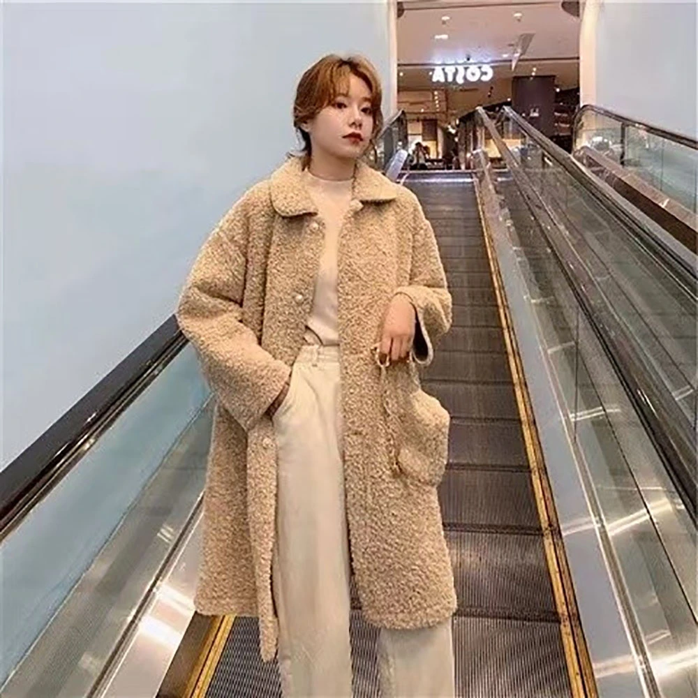 247 LS3 KQ1秋冬韩范时尚气质百搭宽松保暖中长款羊羔毛外套潮