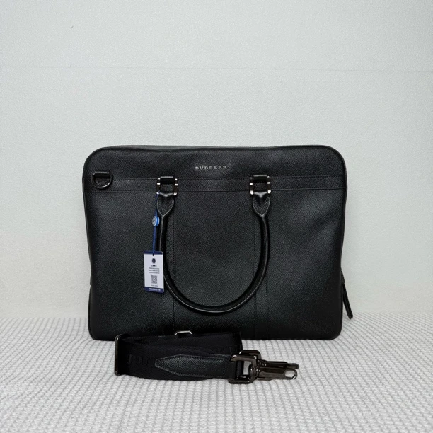 99新 BURBERRY/博柏利 5791/5135男士时尚黑色全皮手提公文包