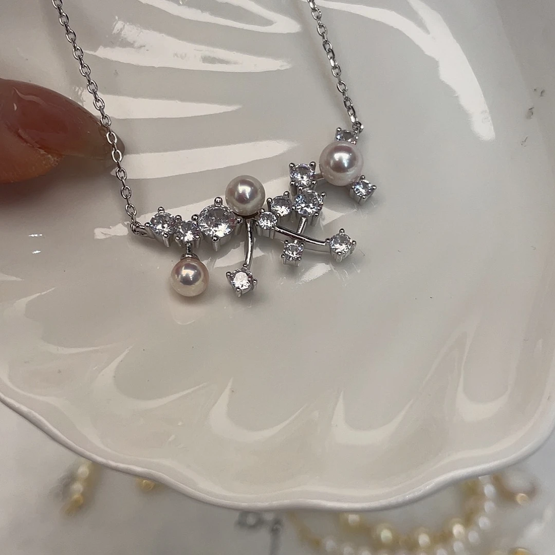 海水珍珠银S925镶嵌颈饰