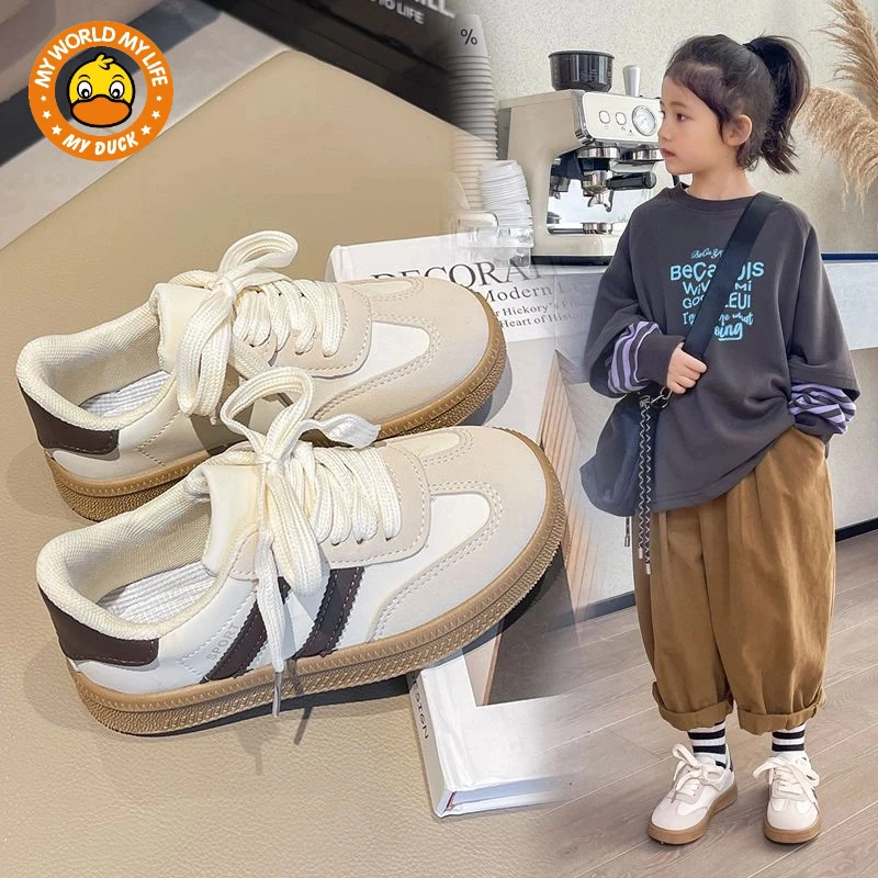 MYDUCK小黄鸭2025春秋新款小白鞋慢跑女孩运动鞋软底德训鞋女童板