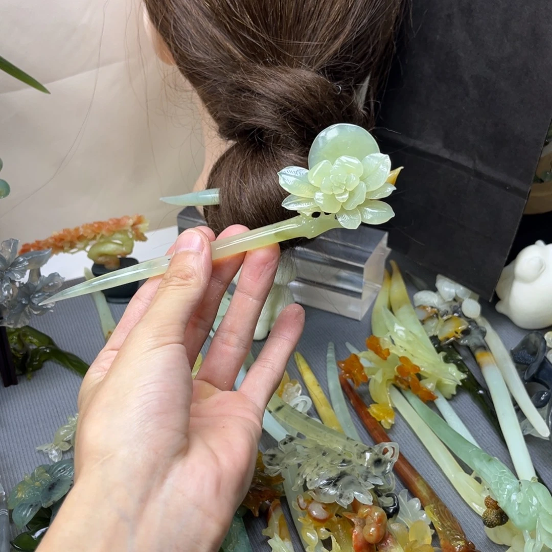 蛇纹石玉合金发饰