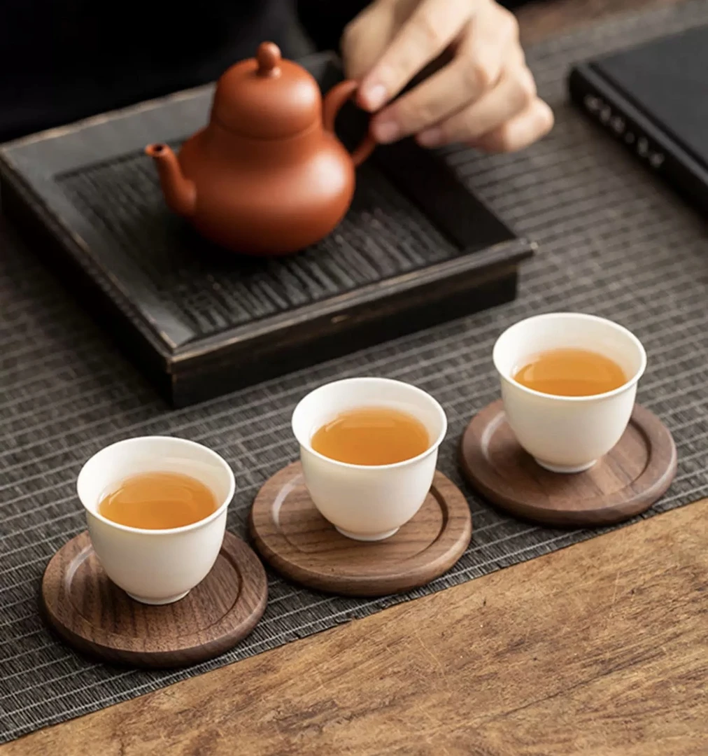 北美黑胡桃圆形茶杯垫-9*1cm